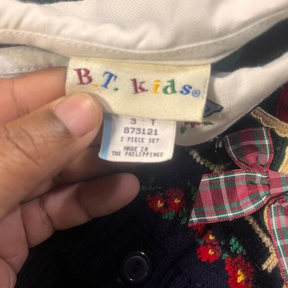 Vintage BT Kids 3T Birdhouse Sweater Collar Plaid Bow Cottagecore Vintage Cute - Picture 2 of 11